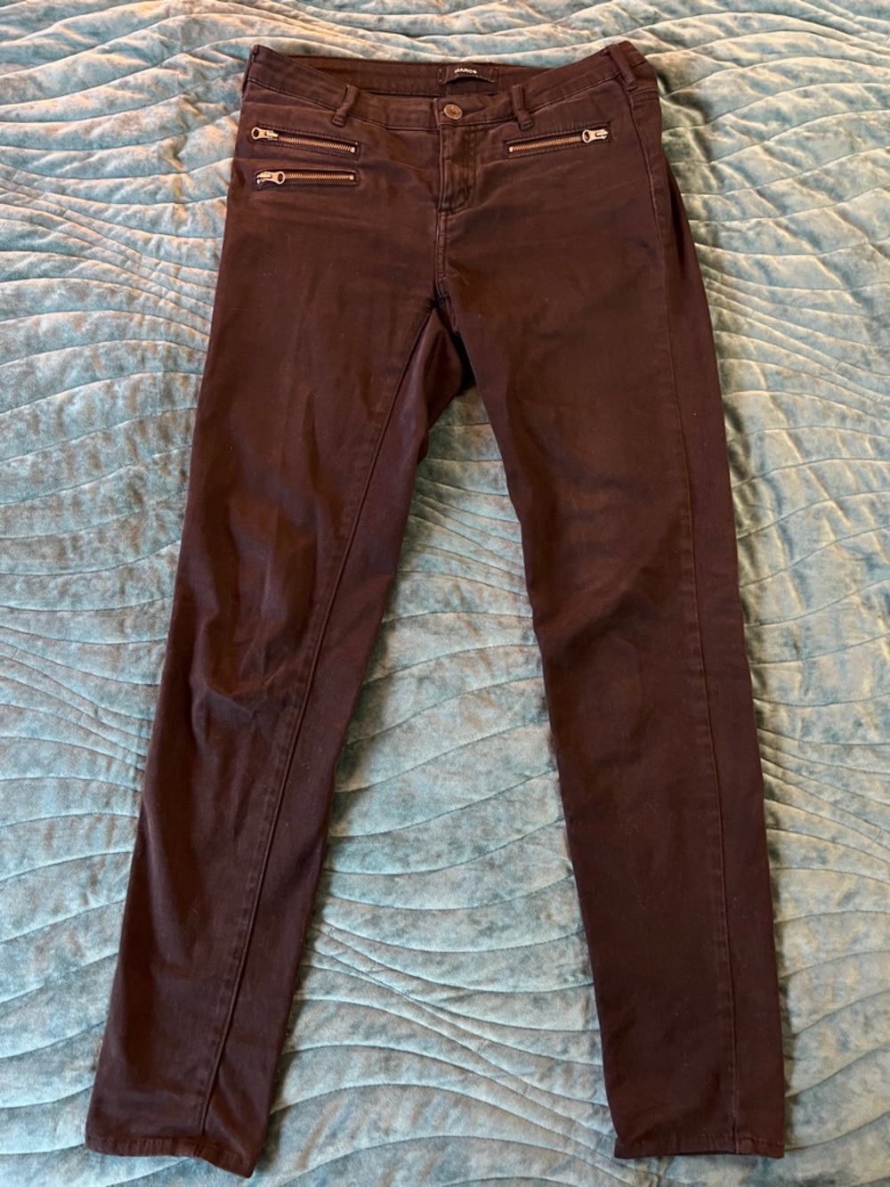 MARCS Black Straight Leg Low Waist Pants with Front Zip Details size 25